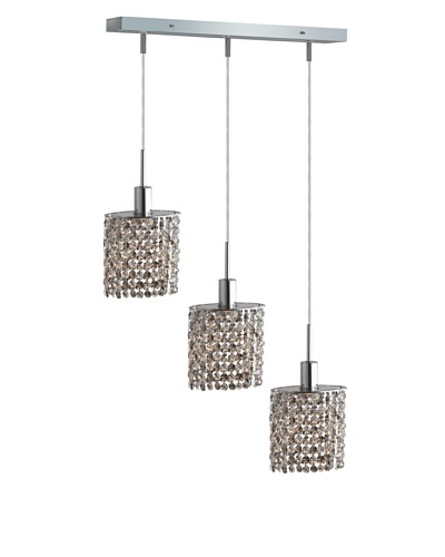 Elegant Lighting Mini Crystal Collection 3-Light Square Pendant Lamp, Golden Teak
