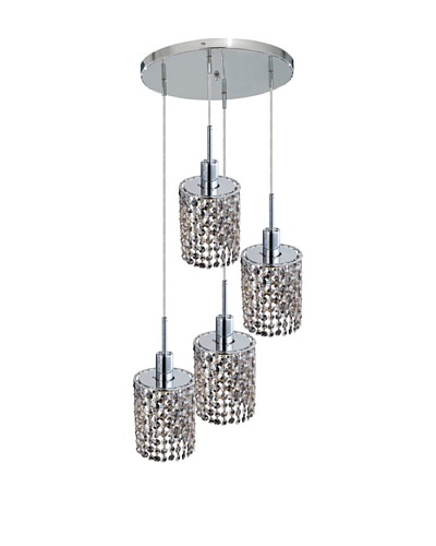 Elegant Lighting Mini Crystal Collection 4-Light Round Pendant Lamp, Golden Teak