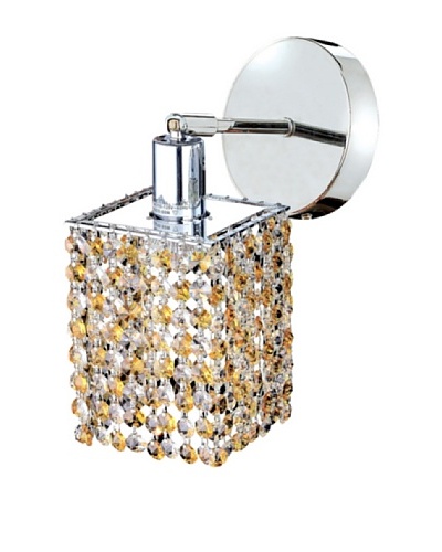 Elegant Lighting Mini Crystal Collection Square Wall Sconce, Light Topaz