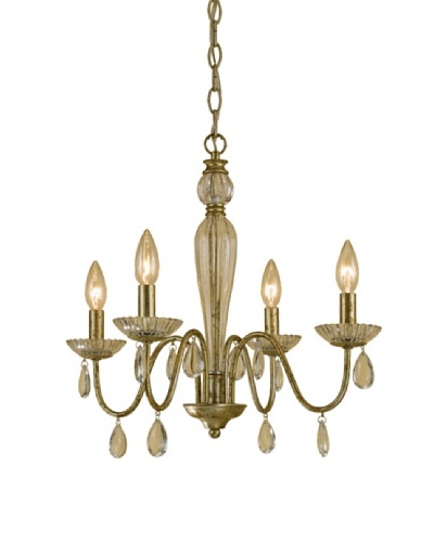 AF Lighting 7004-4H Judy Candle Base Mini Chandelier, Soft Gold with Glass Candle Cups