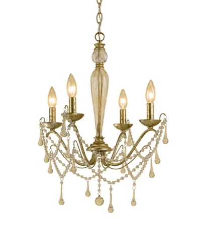 AF Lighting 7005-4H Sophia Candle Base Mini Chandelier, Soft gold with Glass Accents