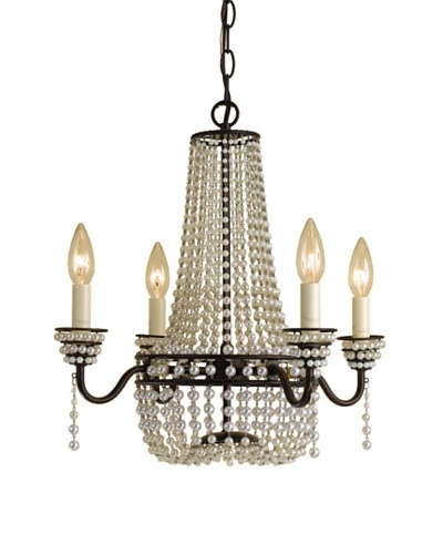 Parlor Candle Base Mini Chandelier [Oil Rubbed Bronze with White Faux Beads]