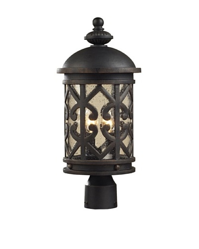 Elk 42064/2 2-Light Post Light In Weathered Charcoal And Clear Seeded Glass