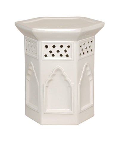 Emissary Moroccan Hexagon Stool, White