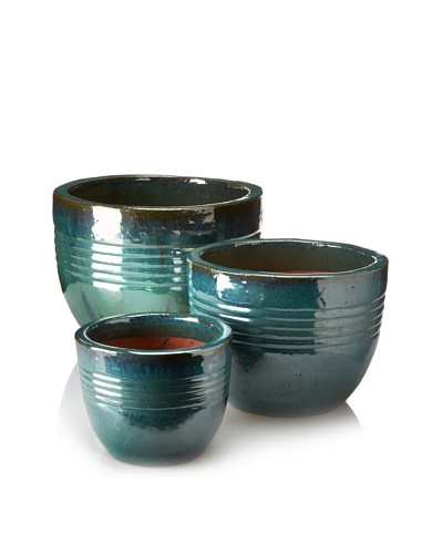 Emissary Set of 3 Small Round Pots [Teal]