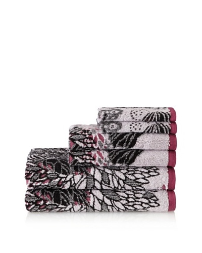 Espalma Butterfly 6-Piece Towel Set, Mauve/Black