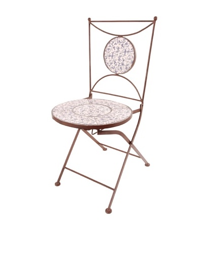 Esschert Design Aged Ceramic Bistro Chair, Blue/White