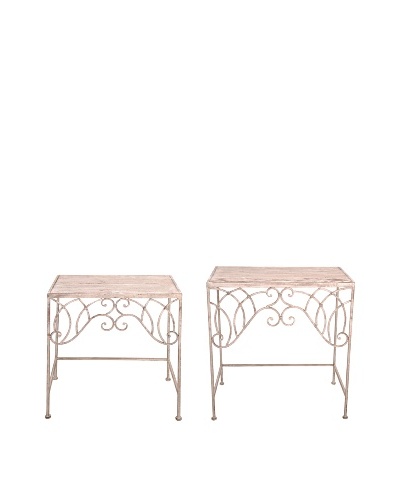 Esschert Design USA Set of 2 Tall Aged Metal Side Tables