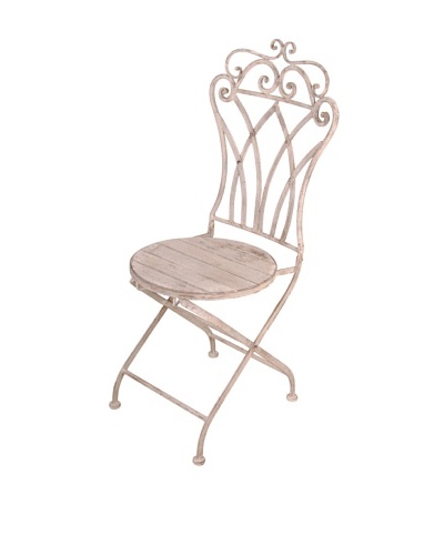 Esschert Design USA Aged Metal Folding Curved-Back Bistro Chair