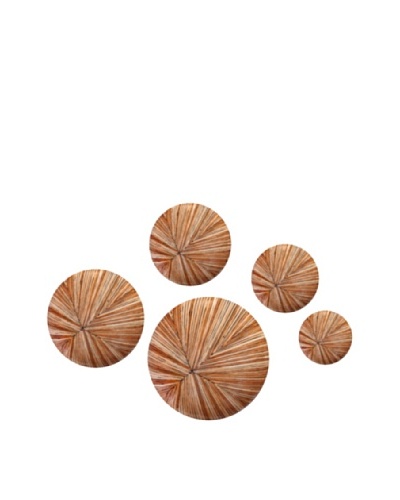 Eunique Set of 5 Buga Wall Decor Buttons, Tan