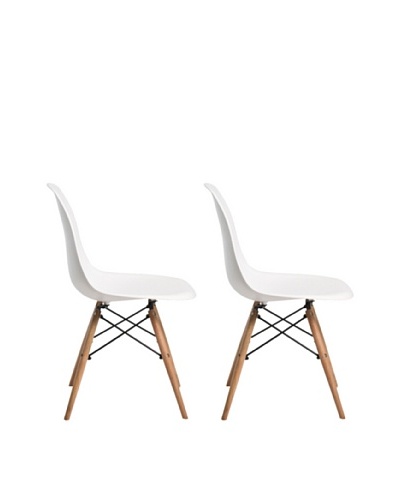 Euro Home Collection Set of 2 Paris-2 Side Chairs, White/Black/Natural