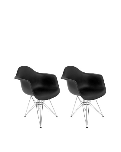 Euro Home Collection Set of 2 Dijon Arm Chairs, Black /Chrome