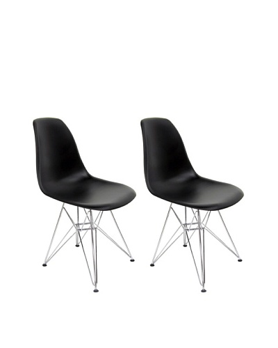 Euro Home Collection Set of 2 Paris Side Chairs, Black/Silver