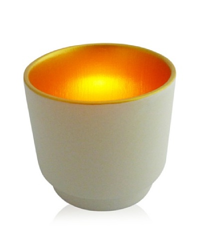 Luminata Studios Ceramic Votive Holder,Cream/Gold