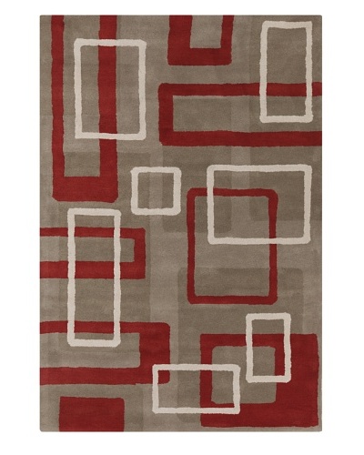 Filament Karly Hand-Tufted Wool Rug, Taupe/Red, 5' x 7' 6