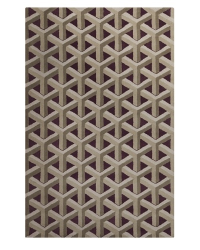 Filament Tonda Hand-Tufted Wool Rug, Burgundy/Light Brown, 5' x 7' 6