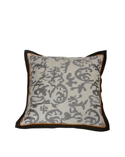 Filling Spaces Embroidered Abstract Ikat Pillow, Grey