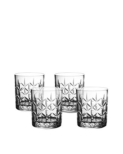 Fitz and Floyd Set of 4 Fleur Crystal 10-Oz. Double Old Fashion Glasses