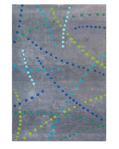 Festival Rug, Grey/Green/Turquoise/Blue, 5′ x 7′ 3″