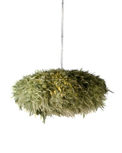 Foreign Affairs Hanging Indri Feather Lamp, Light Green