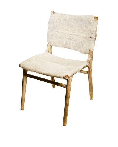 Foreign Affairs Side/Dining Chair In White Goat Skin Kambing