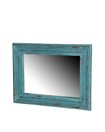 Foreign Affairs Rectangular Blue Antique Finish Mango Wood Mirror