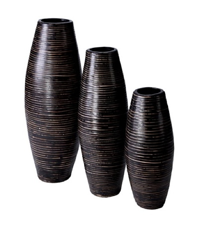 Foreign Affairs Set of 3 Large Rattan Vases