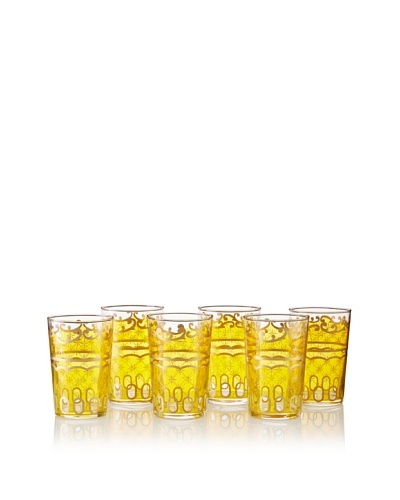 Found Objects Set of 6 Lozenge Moroccan Glasses