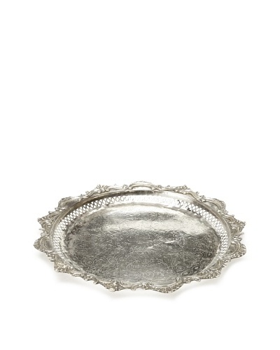 Found Objects Moroccan Tea Tray Round, Silver