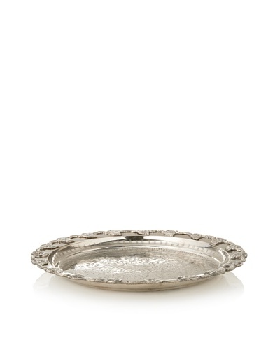 Found Objects Moroccan Tea Tray Round, Silver