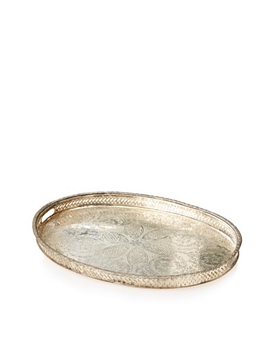 Found Objects Oval Moroccan Tea Tray, Silver