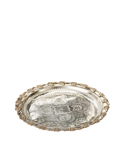 Found Objects Round Moroccan Tea Tray, Silver