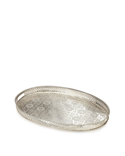 Found Objects Moroccan Tea Tray, Oval, Silver