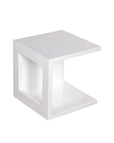 Fox Hill Trading Co. High Gloss Coffee Table Cube Shape, White