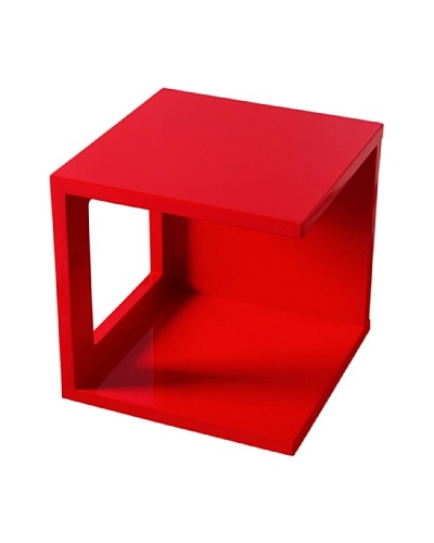 Fox Hill Trading Co. High Gloss Coffee Table Cube Shape, Red