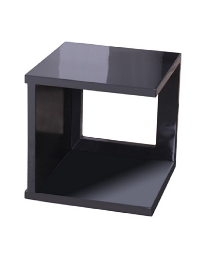 Fox Hill Trading Co. High Gloss Coffee Table Cube Shape, Dark Gray