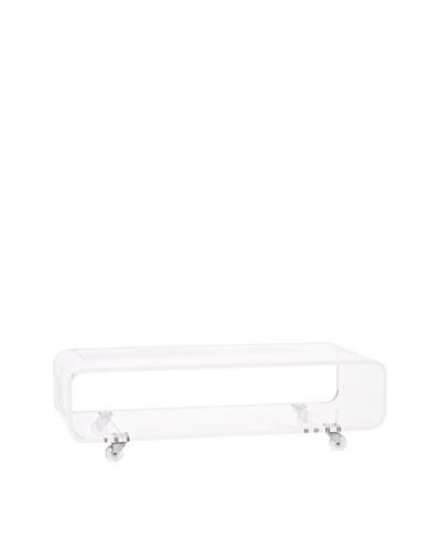 Foxhill Trading Pure Décor Acrylic Rolling Coffee Table, Clear