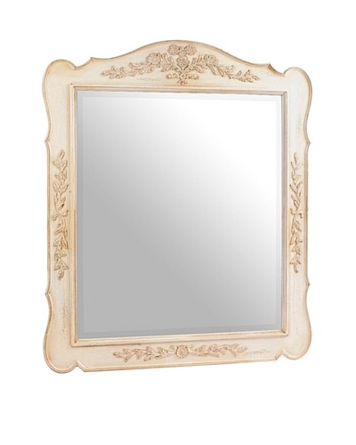 French Heritage Normandy Large Carved Mirror, French White