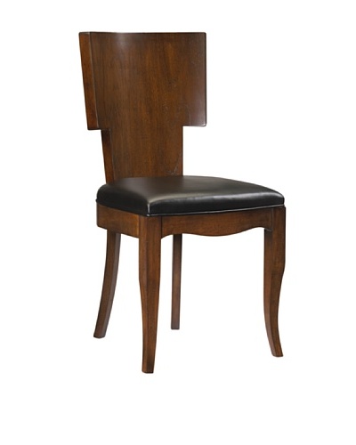 French Heritage Ferdinand Curved Back Teak Chair with Leather, Paris Teak Medium