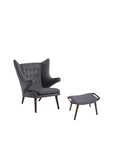 Furniture Contempo Royal Chair & Ottoman Set, Gray
