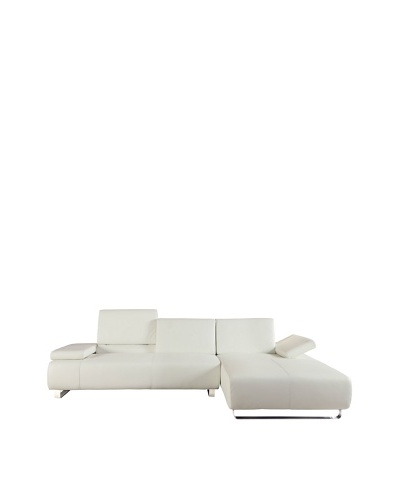 Furniture Contempo Emotion Right-Side Sectional Chaise, White/Silver