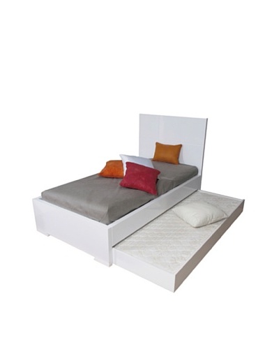 Furniture Contempo Anna Bed, Twin Trundle, High Gloss White