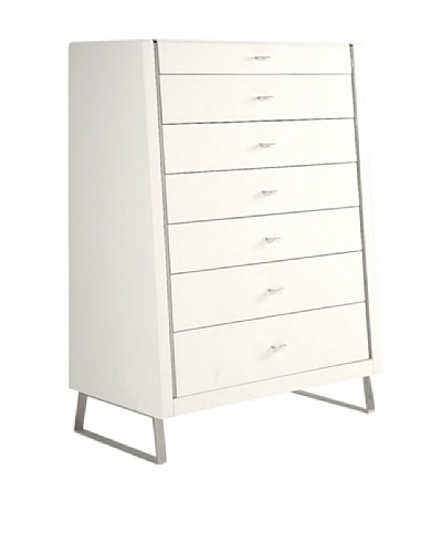 Furniture Contempo Bahamas Chest of Drawers, White/Silver