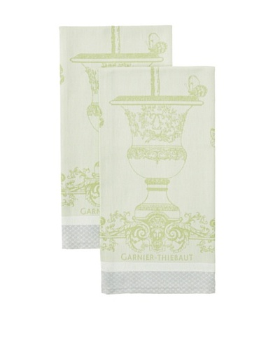 Garnier-Thiebaut Set of 2 Butterfly Garden Kitchen Towels, Vert Opaline