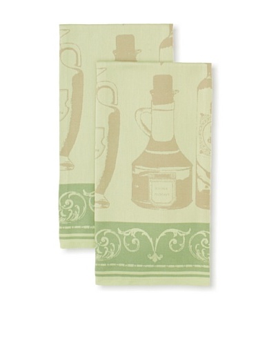 Garnier-Thiebaut Set of 2 Huiledolive Kitchen Towels, Vert