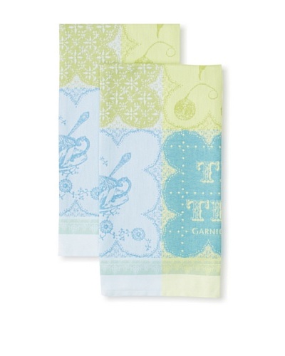 Garnier-Thiebaut Set of 2 Cup Of Tea Kitchen Towels, Turquoise, 22 x 30As You See