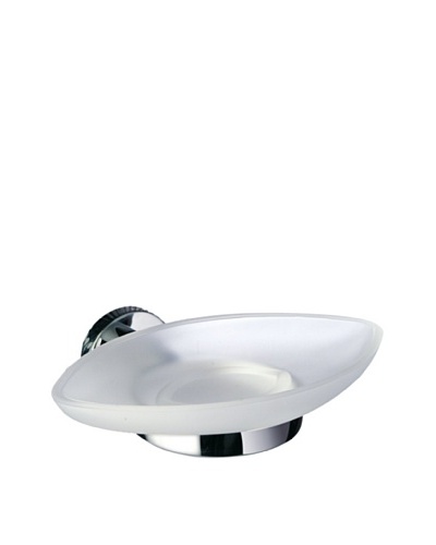 Gedy by Nameek's Demetra Collection Wall-Mountable Glass Soap Dish, White/Polished Chrome