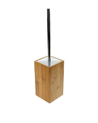 Gedy by Nameek's Wood Square Toilet Brush Holder with Brass, Bambu