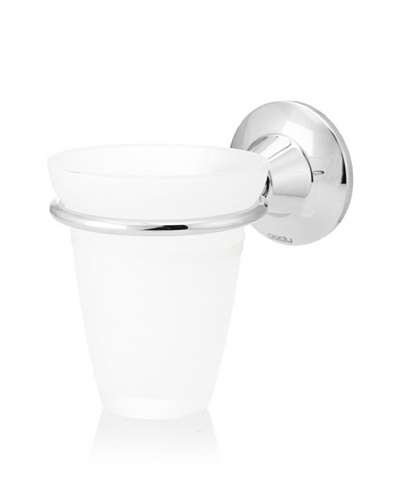 Gedy by Nameek's Ascot Collection Wall-Mountable Tumbler/Toothbrush Holder, White/Polished Chrome