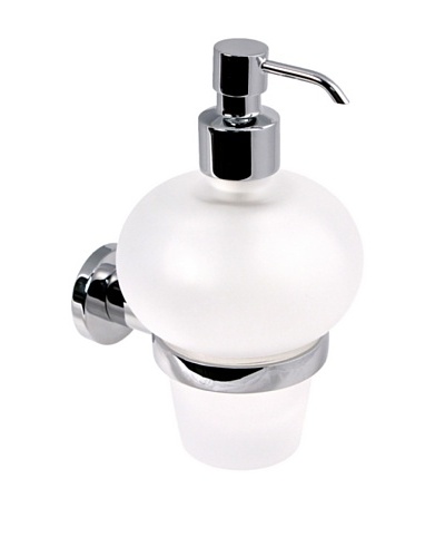 Gedy by Nameek's Demetra Collection Wall-Mountable Glass Soap Dispenser, White/Polished Chrome